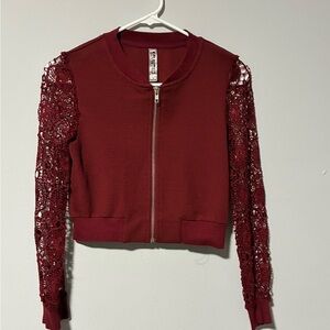 Beautees Zip-Front Jacket in Wine